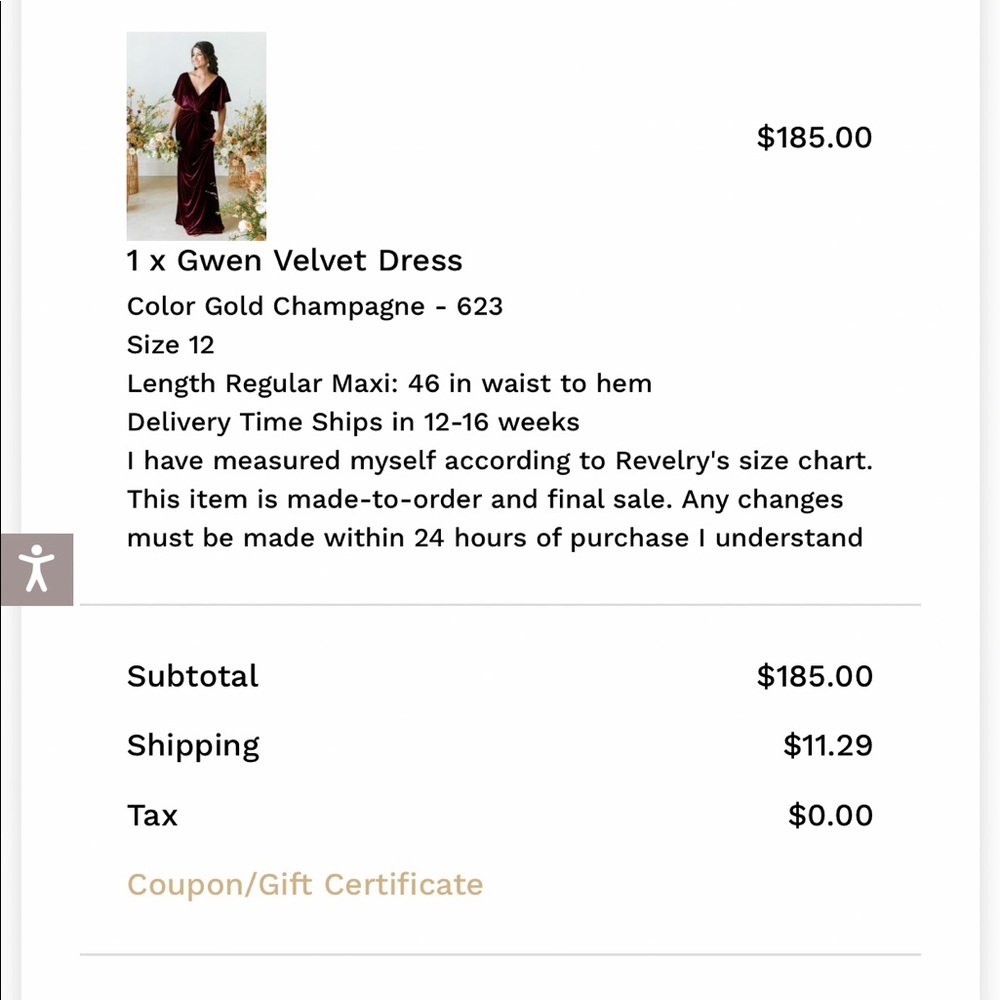 Revelry Gwen Velvet Dress in gold Champagne